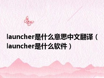 launcher是什么意思中文翻译（launcher是什么软件）