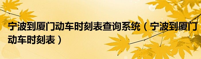  宁波到厦门动车时刻表查询系统（宁波到厦门动车时刻表）