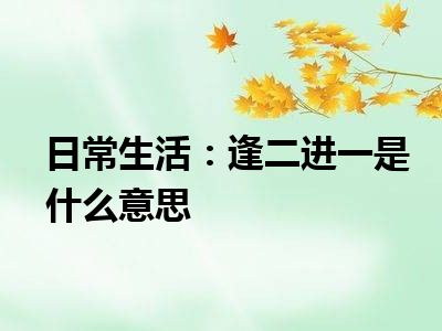 日常生活：逢二进一是什么意思