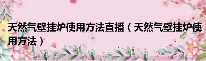 天然气壁挂炉使用方法直播（天然气壁挂炉使用方法）