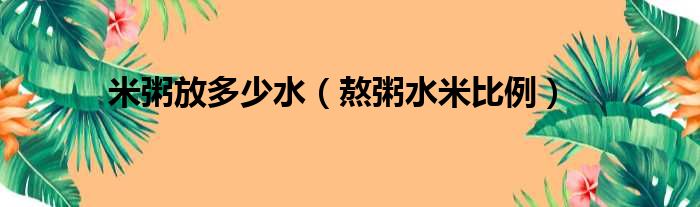 米粥放多少水（熬粥水米比例）