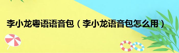 李小龙粤语语音包（李小龙语音包怎么用）