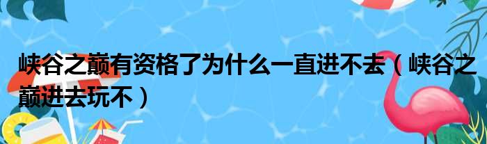 峡谷之巅有资格了为什么一直进不去（峡谷之巅进去玩不）