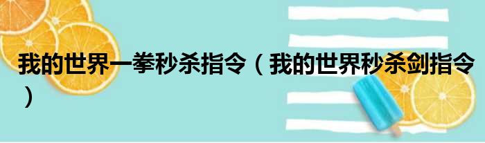 我的世界一拳秒杀指令（我的世界秒杀剑指令）