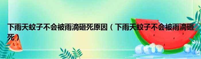 下雨天蚊子不会被雨滴砸死原因（下雨天蚊子不会被雨滴砸死）