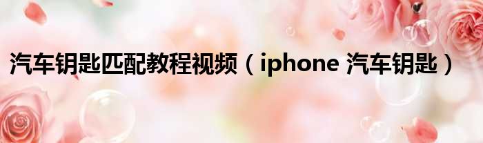 汽车钥匙匹配教程视频（iphone 汽车钥匙）