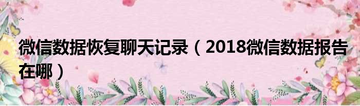 微信数据恢复聊天记录（2018微信数据报告在哪）