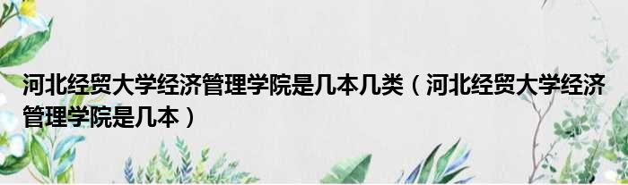 河北经贸大学经济管理学院是几本几类（河北经贸大学经济管理学院是几本）