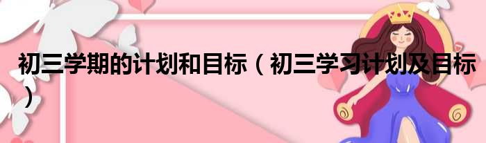 初三学期的计划和目标（初三学习计划及目标）