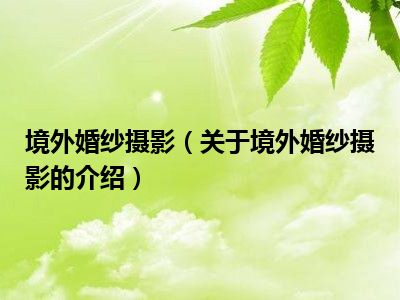 境外婚纱摄影（关于境外婚纱摄影的介绍）