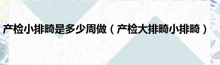 产检小排畸是多少周做（产检大排畸小排畸）