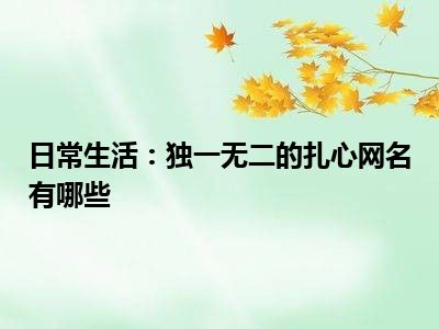 日常生活：独一无二的扎心网名有哪些