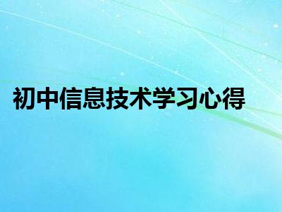 初中信息技术学习心得