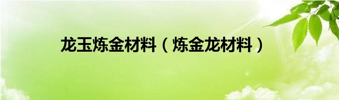  龙玉炼金材料（炼金龙材料）