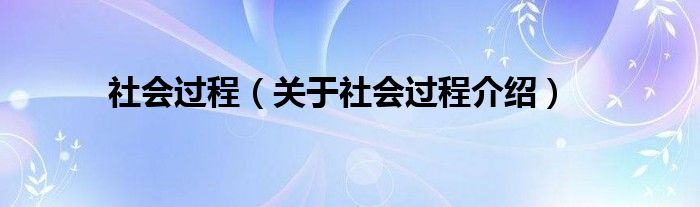  社会过程（关于社会过程介绍）