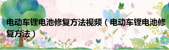 电动车锂电池修复方法视频（电动车锂电池修复方法）