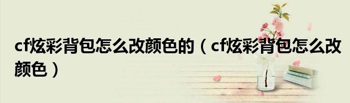 cf炫彩背包怎么改颜色的（cf炫彩背包怎么改颜色）