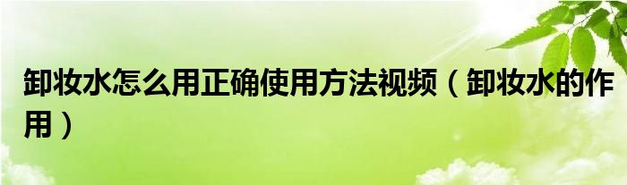 卸妆水怎么用正确使用方法视频（卸妆水的作用）