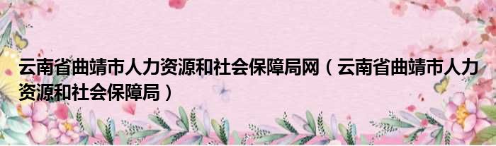 云南省曲靖市人力资源和社会保障局网（云南省曲靖市人力资源和社会保障局）