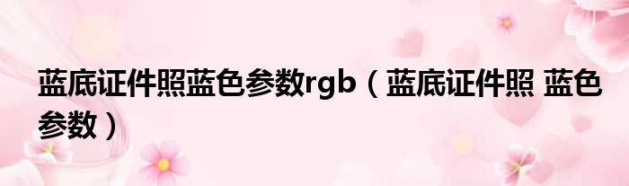 蓝底证件照蓝色参数rgb（蓝底证件照 蓝色参数）