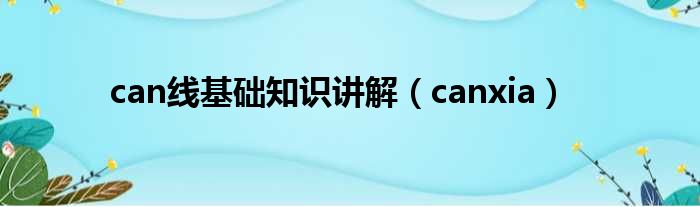 can线基础知识讲解（canxia）