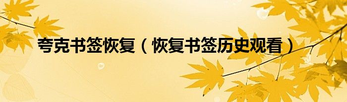 夸克书签恢复（恢复书签历史观看）