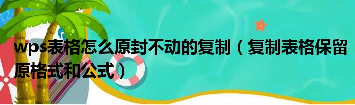 wps表格怎么原封不动的复制（复制表格保留原格式和公式）