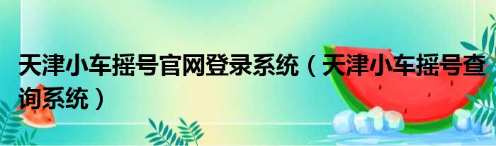 天津小车摇号官网登录系统（天津小车摇号查询系统）