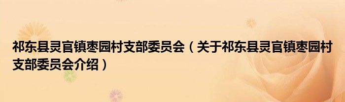  祁东县灵官镇枣园村支部委员会（关于祁东县灵官镇枣园村支部委员会介绍）