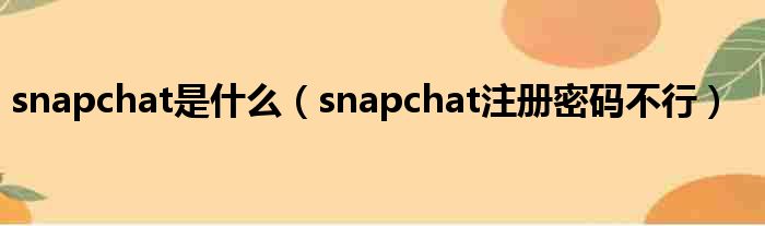 snapchat是什么（snapchat注册密码不行）