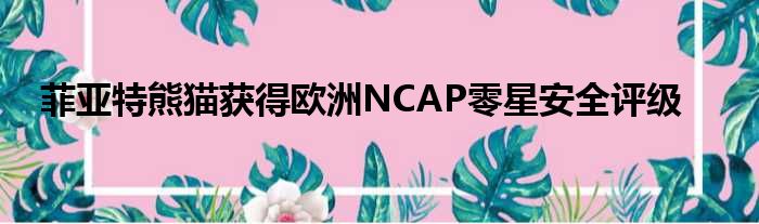 菲亚特熊猫获得欧洲NCAP零星安全评级