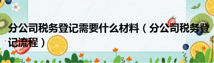 分公司税务登记需要什么材料（分公司税务登记流程）