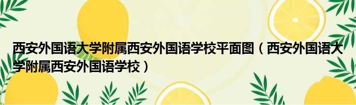 西安外国语大学附属西安外国语学校平面图（西安外国语大学附属西安外国语学校）