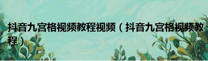 抖音九宫格视频教程视频（抖音九宫格视频教程）