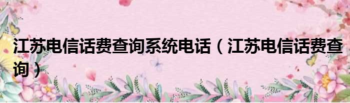 江苏电信话费查询系统电话（江苏电信话费查询）