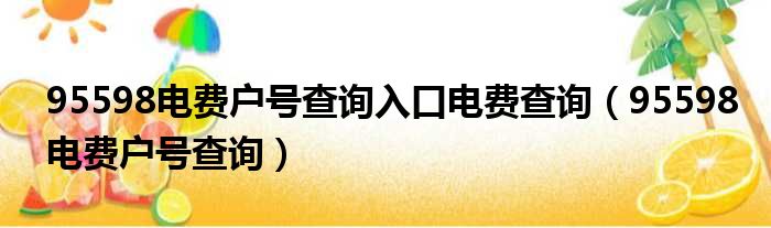 95598电费户号查询入口电费查询（95598电费户号查询）