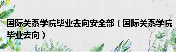 国际关系学院毕业去向安全部（国际关系学院毕业去向）