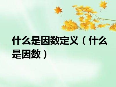 什么是因数定义（什么是因数）