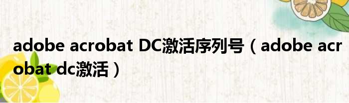 adobe acrobat DC激活序列号（adobe acrobat dc激活）