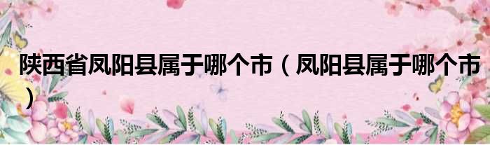 陕西省凤阳县属于哪个市（凤阳县属于哪个市）