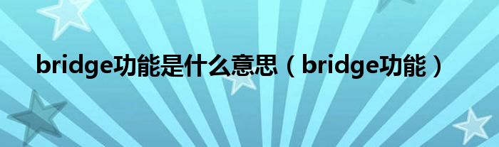  bridge功能是什么意思（bridge功能）