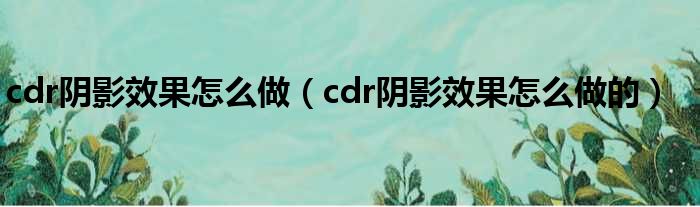 cdr阴影效果怎么做（cdr阴影效果怎么做的）