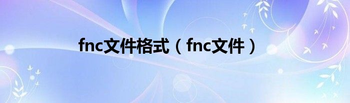  fnc文件格式（fnc文件）