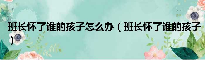 班长怀了谁的孩子怎么办（班长怀了谁的孩子）