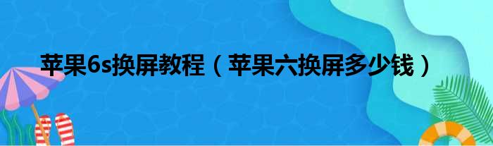 苹果6s换屏教程（苹果六换屏多少钱）