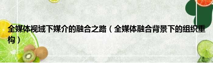 全媒体视域下媒介的融合之路（全媒体融合背景下的组织重构）