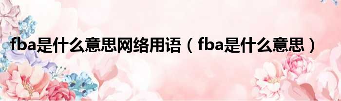 fba是什么意思网络用语（fba是什么意思）