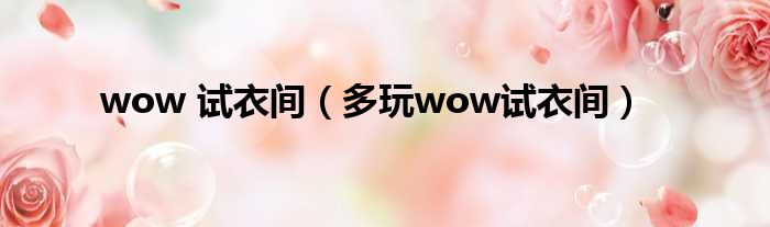 wow 试衣间（多玩wow试衣间）