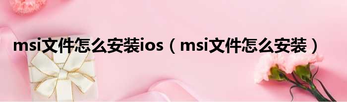 msi文件怎么安装ios（msi文件怎么安装）