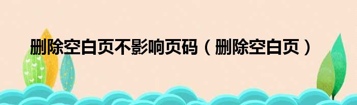 删除空白页不影响页码（删除空白页）